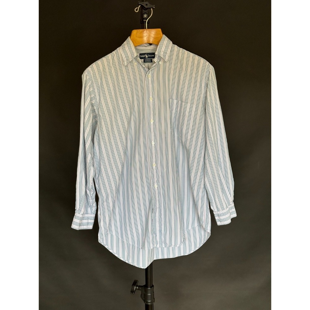 Polo Ralph Lauren Shirt Mens Yarmouth Button Up Stripe 16.5" Preppy 90's Vintage
